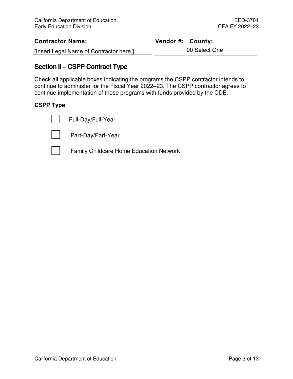 Form EED-3704 Continued Funding Application - California, Page 3