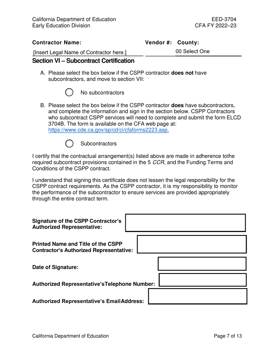 Form EED-3704 Continued Funding Application - California, Page 7