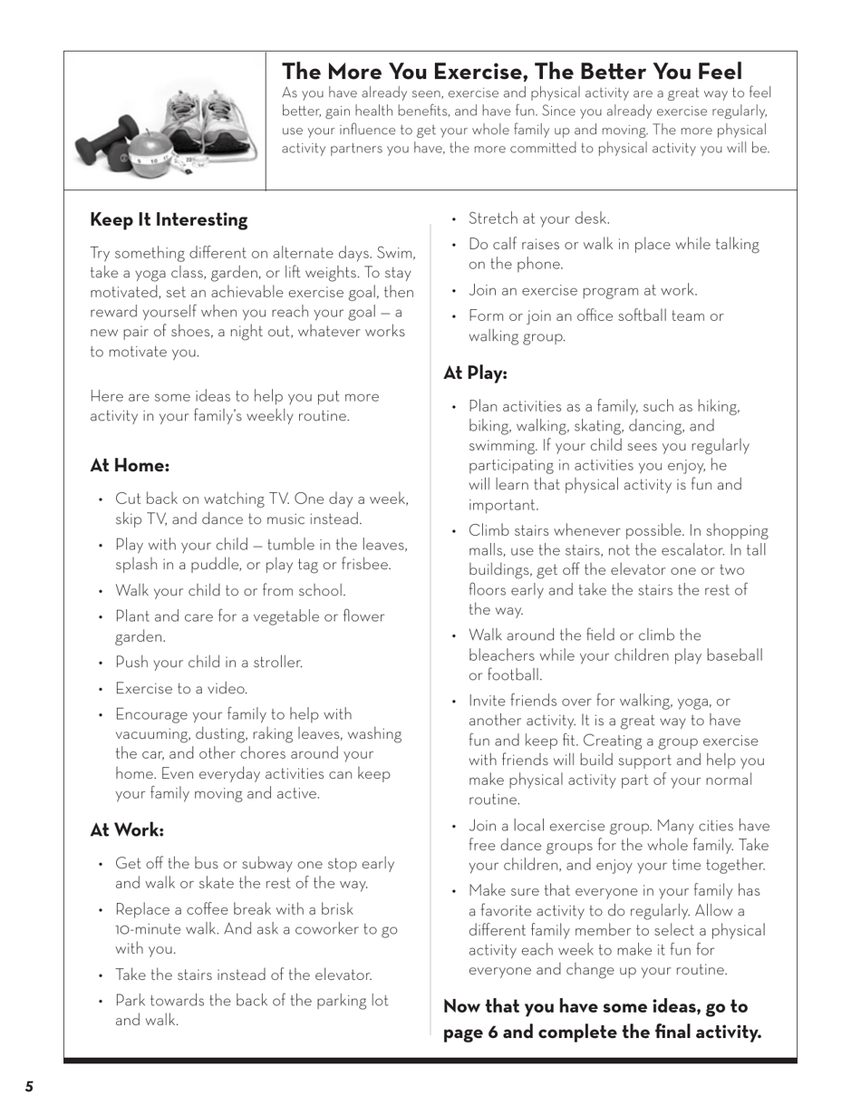 Form SP-000-36 Self-paced Lesson - Be Active, Feel Great - Texas, Page 5