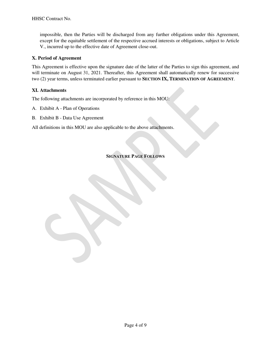 Memorandum of Understanding and Agreement for Medicaid Eligibility of Individiuals Confined in County Jails - Sample - Texas, Page 4