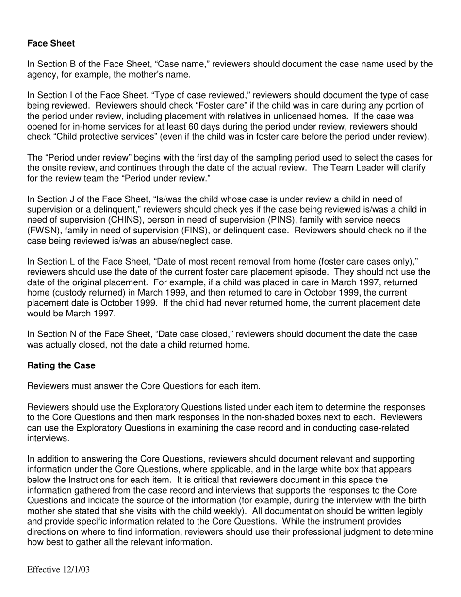 Child and Family Services Reviews Checklist for Completing the Quality Assurance Review of Completed Onsite Review Instruments - North Carolina, Page 2