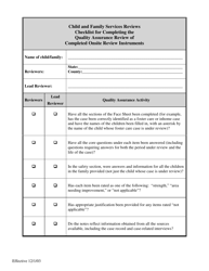 Child and Family Services Reviews Checklist for Completing the Quality Assurance Review of Completed Onsite Review Instruments - North Carolina, Page 4