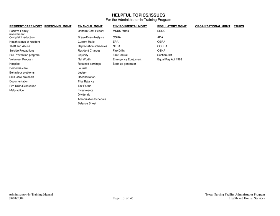 Administrator-In-training Internship Manual - Texas, Page 11