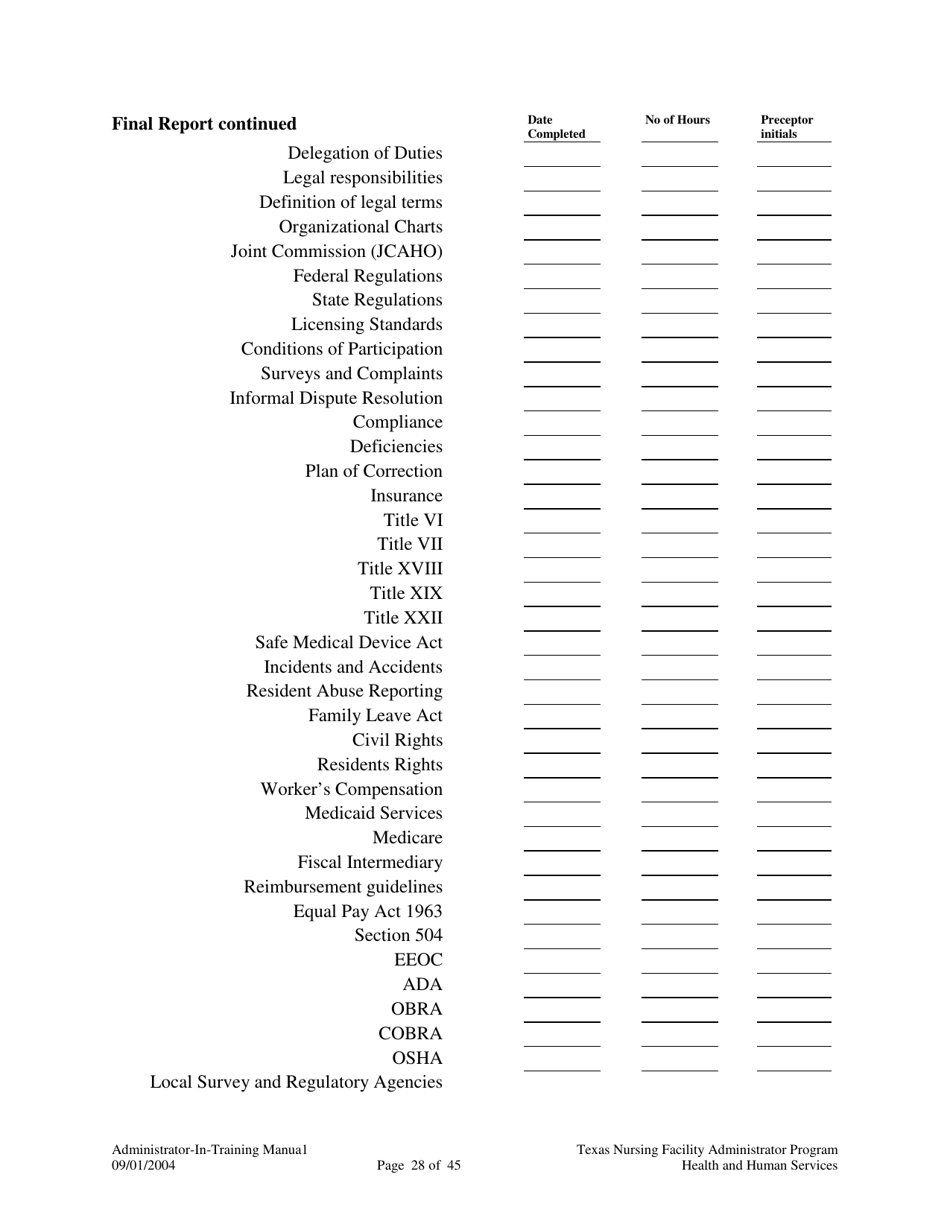 Administrator-In-training Internship Manual - Texas, Page 29