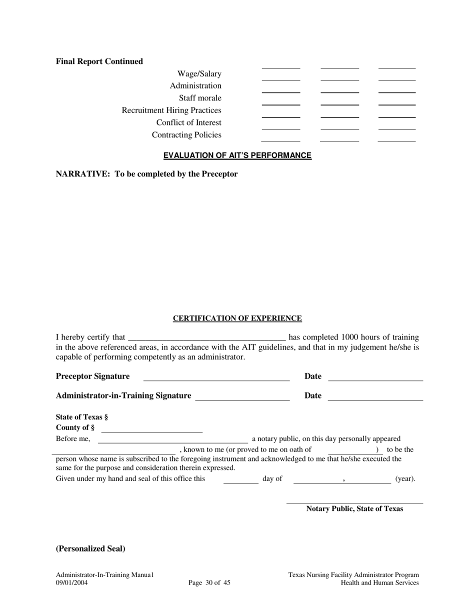 Administrator-In-training Internship Manual - Texas, Page 31