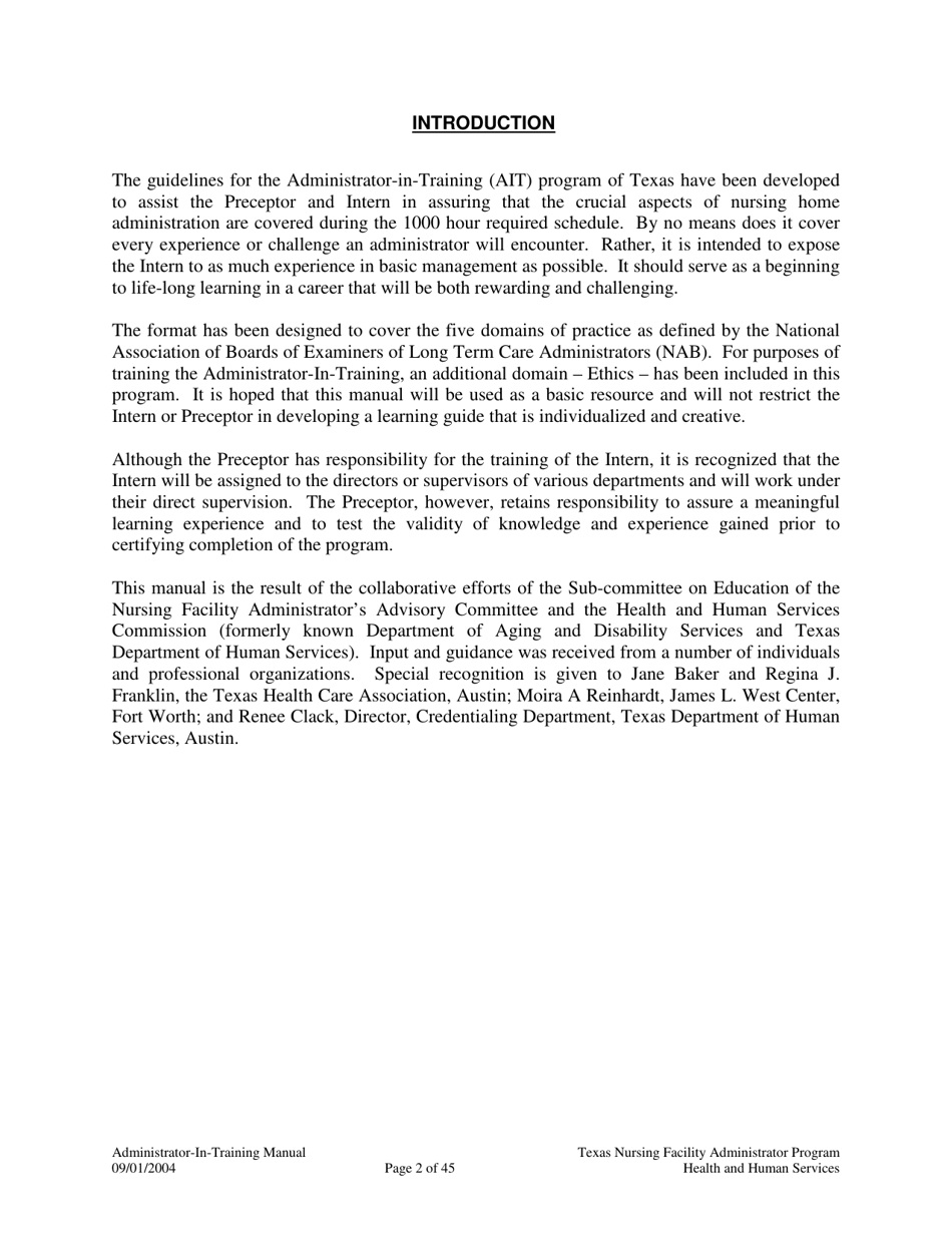 Administrator-In-training Internship Manual - Texas, Page 3