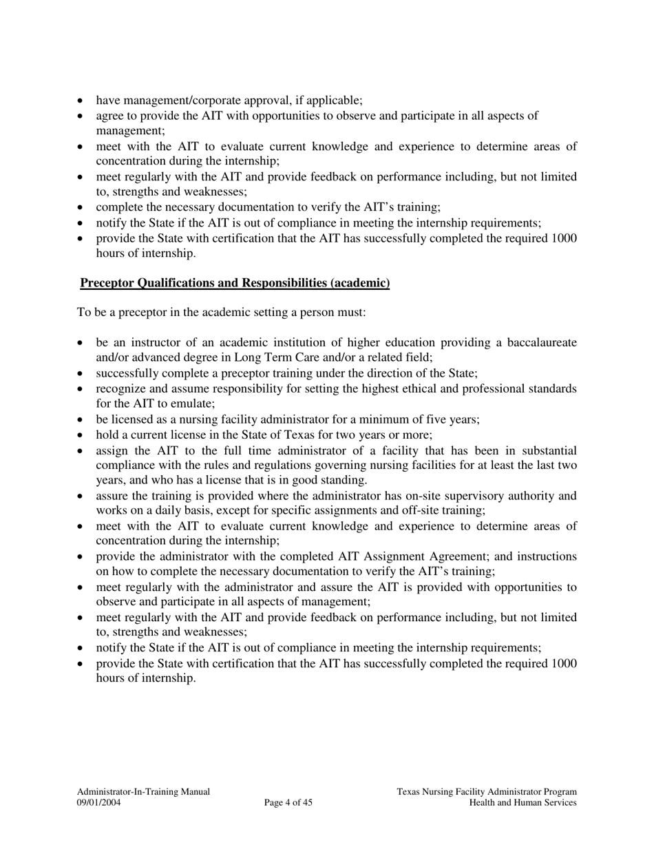 Administrator-In-training Internship Manual - Texas, Page 5