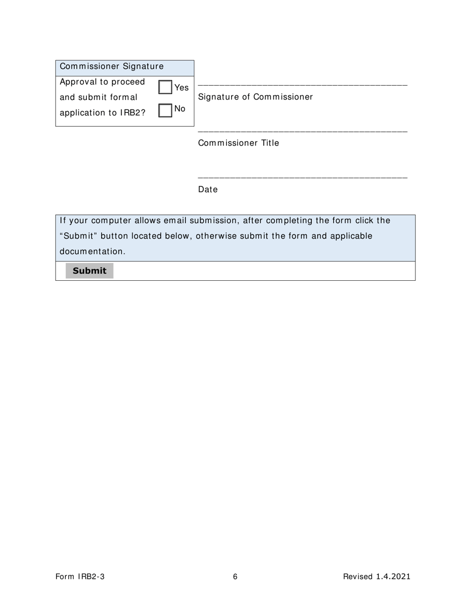 Form IRB2-3 Approval to Apply - Texas, Page 6