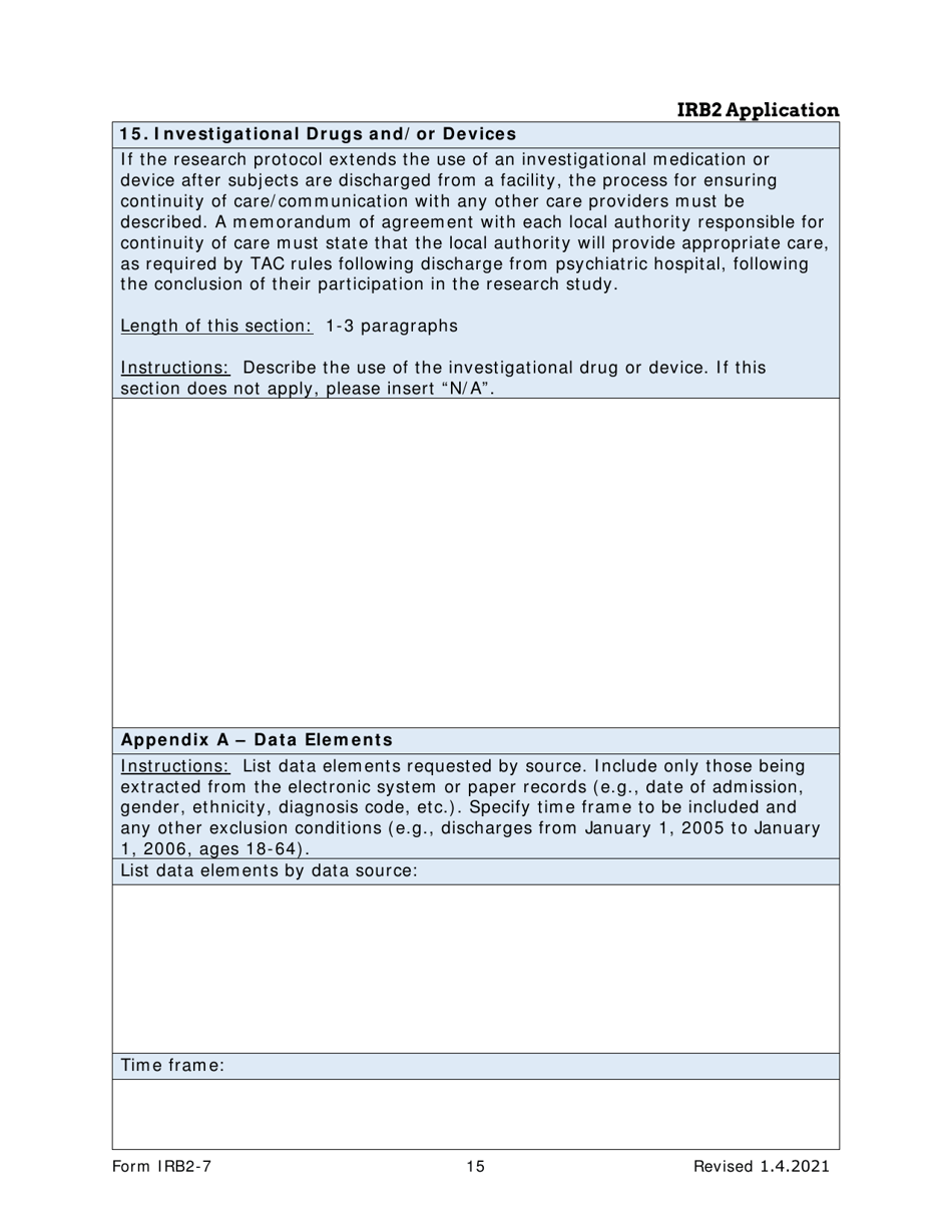 Form IRB2-7 Irb2 Application - Texas, Page 15