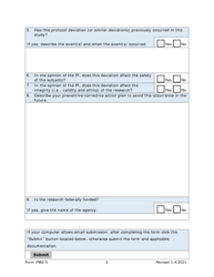 Form IRB2-5 Irb2 Protocol Deviation Report - Texas, Page 2