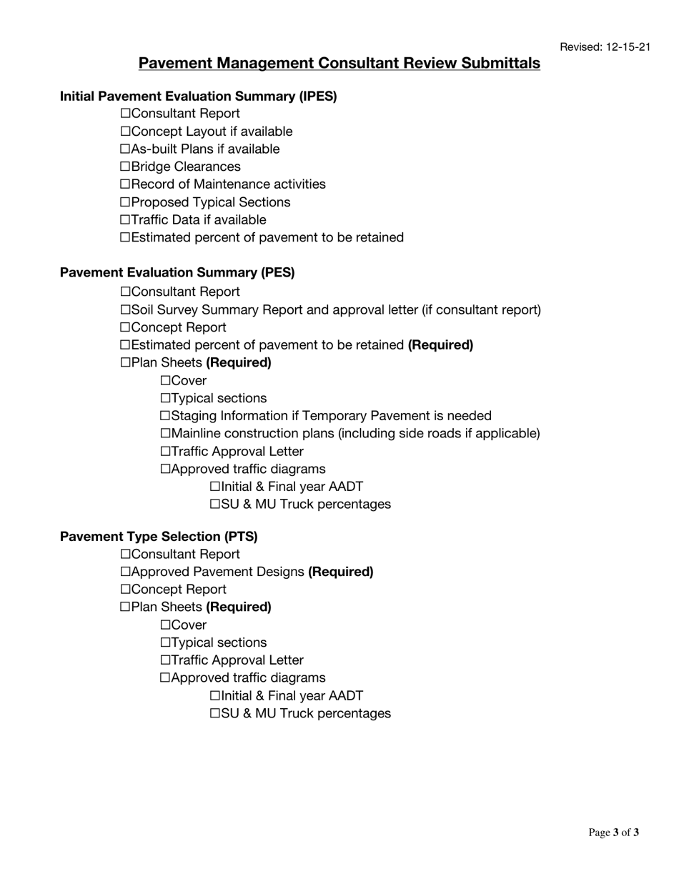 Pavement Management Submittal Checklist - Georgia (United States), Page 3