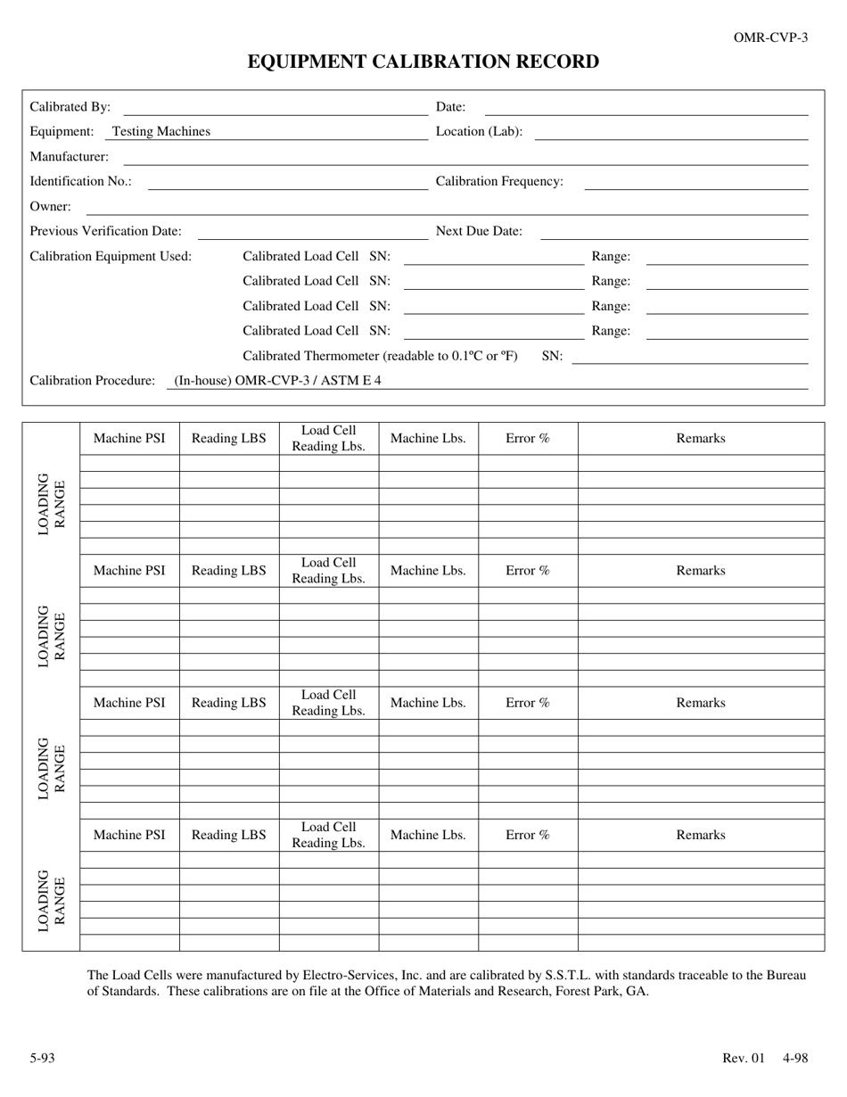 Form OMR-CVP-3 Procedures for the Calibration of Testing Machines - Georgia (United States), Page 2