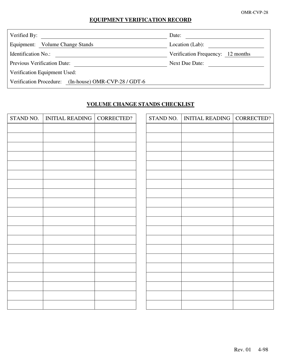 Form OMR-CVP-28 Procedure for the Checking and Verification of Volume Change (Gdt-6) Shrinkage and Swell Molds and Swell Stands - Georgia (United States), Page 4