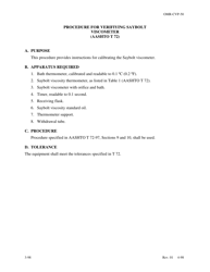 Document preview: Form OMR-CVP-50 Procedure for Verifiying Saybolt Viscometer (Aashto T 72) - Georgia (United States)