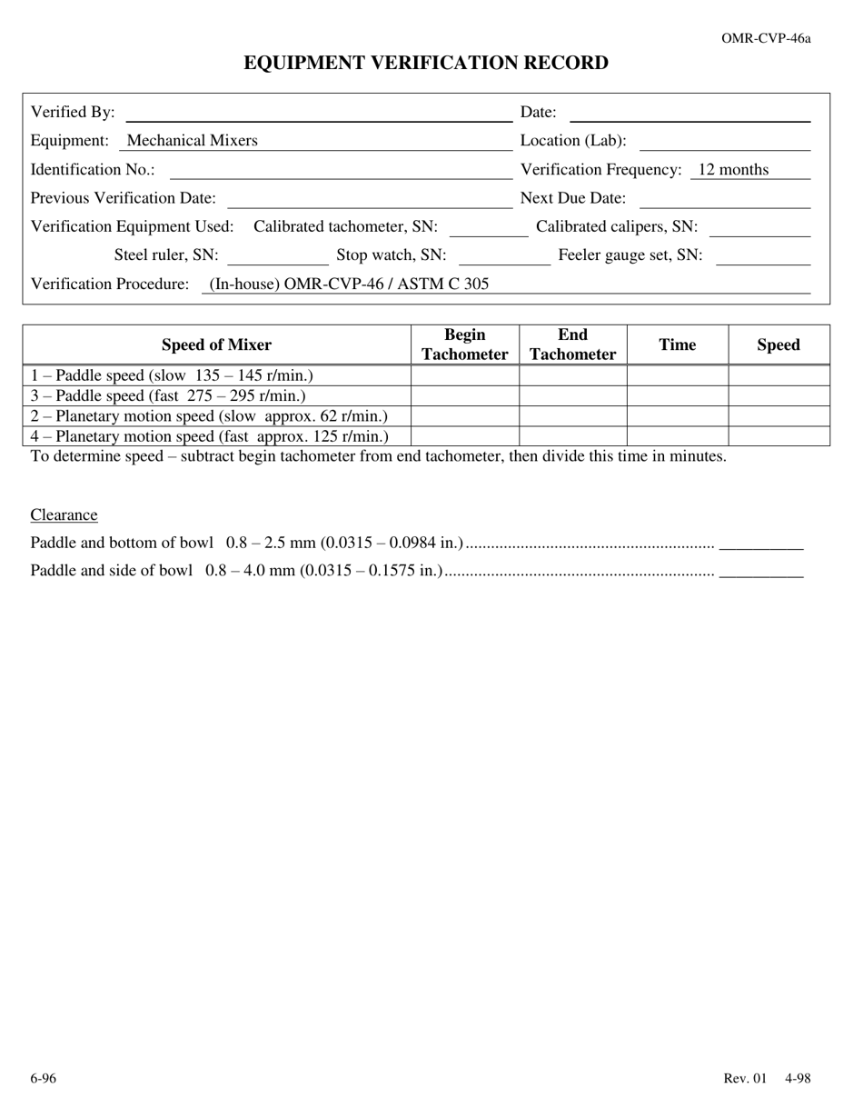 Form OMR-CVP-46 Procedure for the Verification of Mechanical Mixers Astm C 305 - Georgia (United States), Page 2