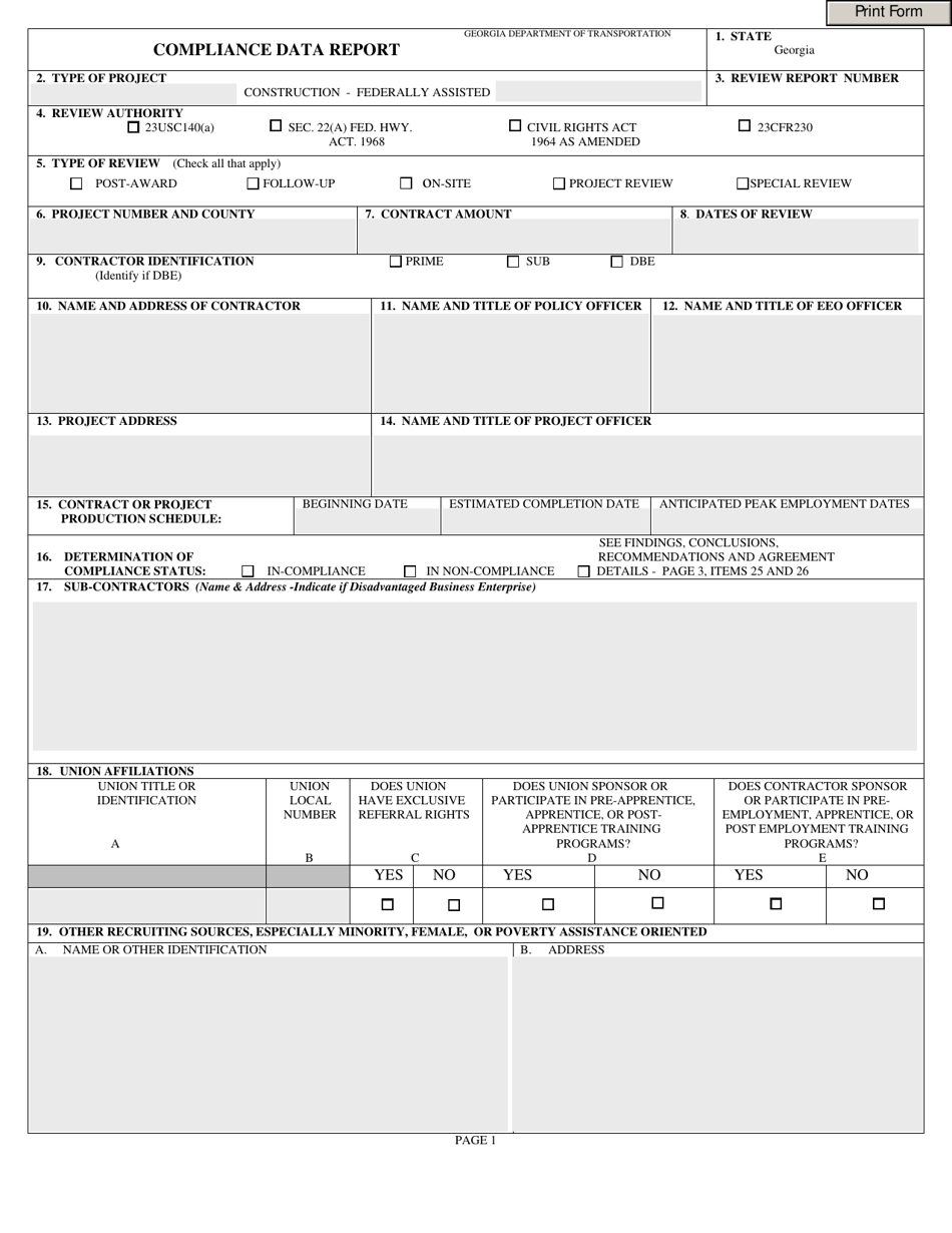 Compliance Data Report - Georgia (United States), Page 1
