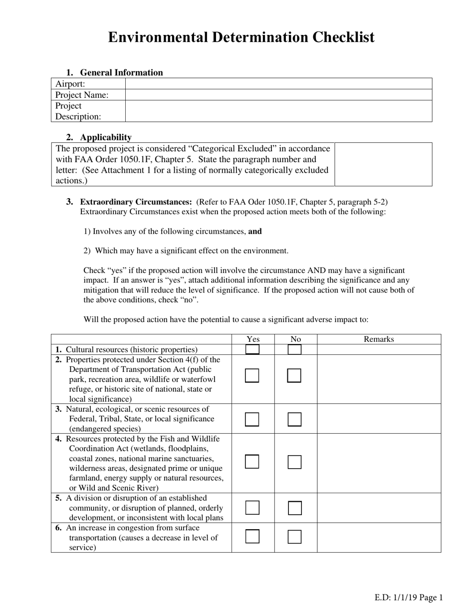 Environmental Determination Checklist - Georgia (United States), Page 1