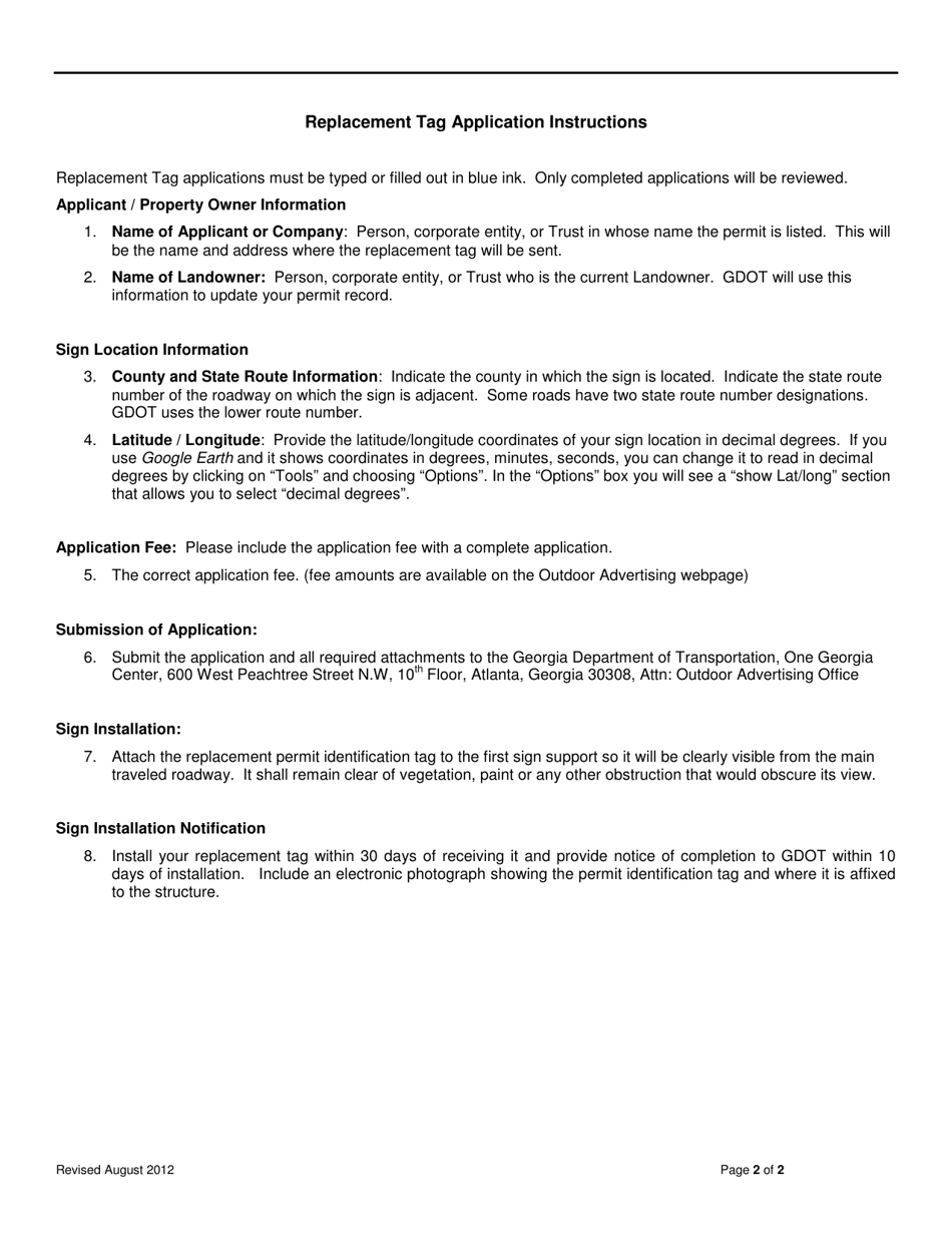 Replacement Tag Application - Georgia (United States), Page 2