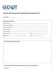 Document preview: Outdoor Advertising Conforming Sign Revision Request Form - Georgia (United States)