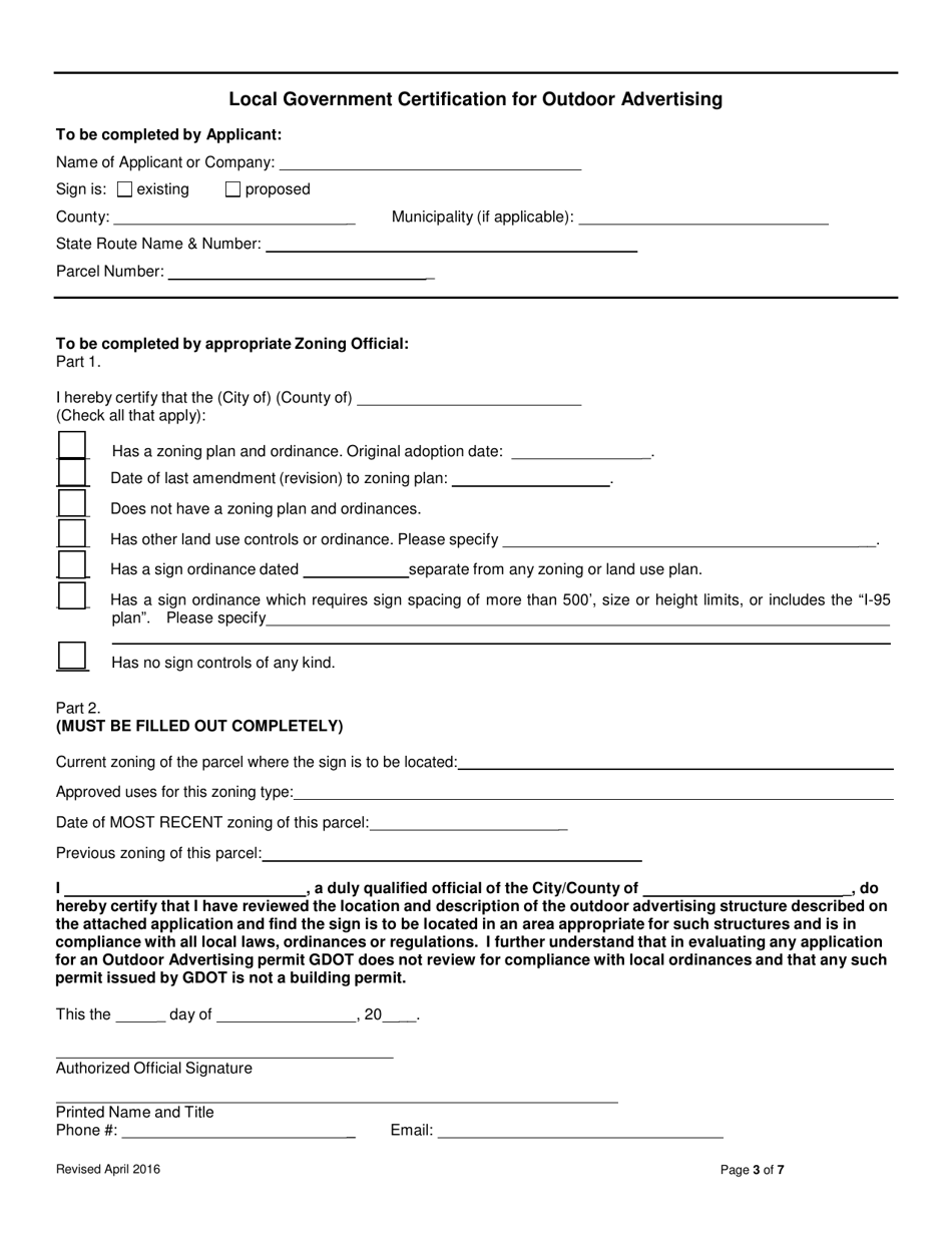 Application for an Outdoor Advertising Sign Permit - Georgia (United States), Page 3