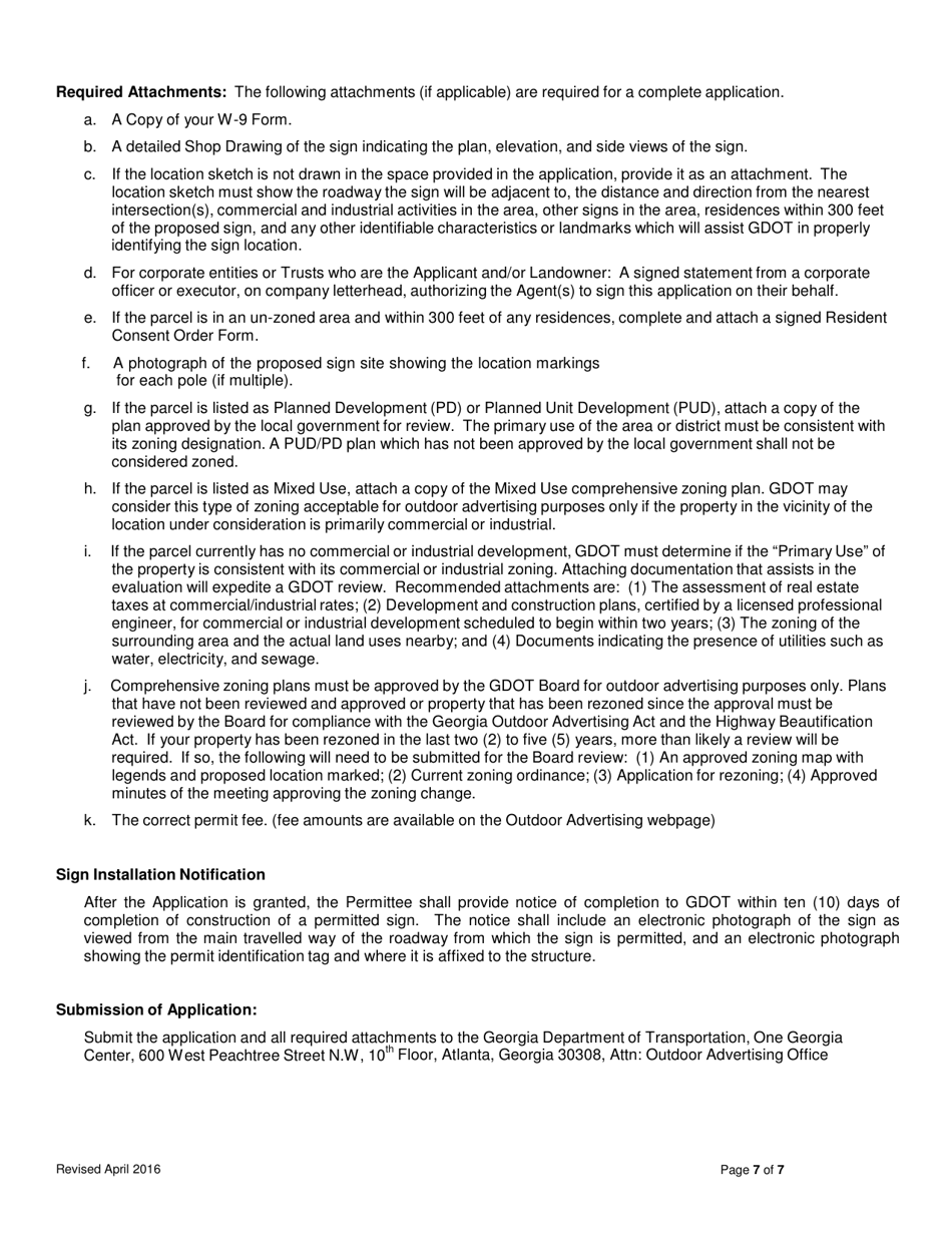 Application for an Outdoor Advertising Sign Permit - Georgia (United States), Page 7
