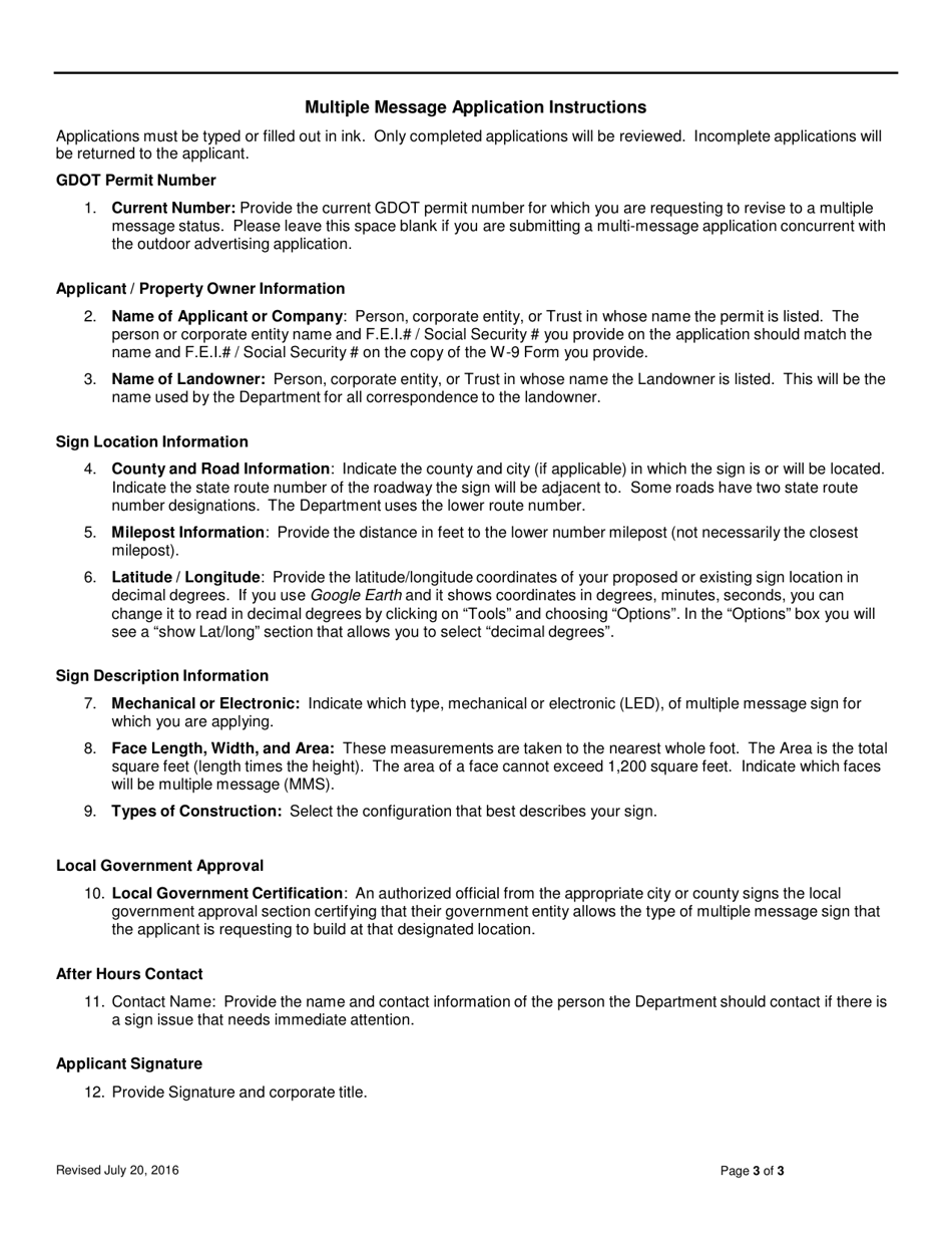 Application for Multiple Message Sign Permit - Georgia (United States), Page 3