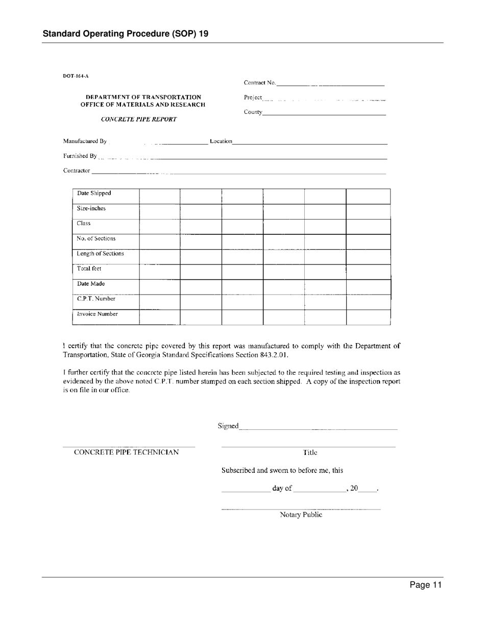 Form SOP19 Inspection of Concrete Pipe, Precast Manhole and Miscellaneous Precast Products - Georgia (United States), Page 11