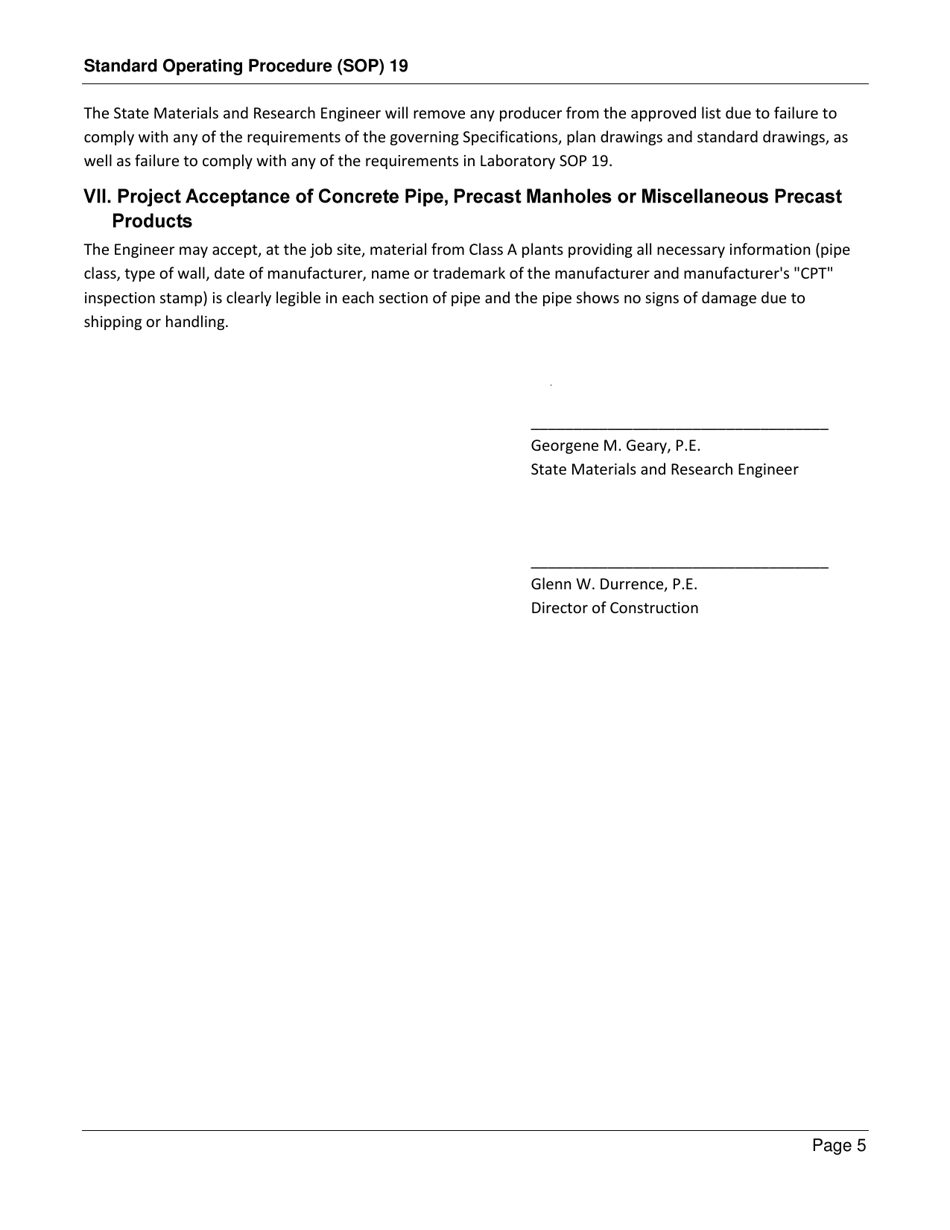Form SOP19 Inspection of Concrete Pipe, Precast Manhole and Miscellaneous Precast Products - Georgia (United States), Page 5