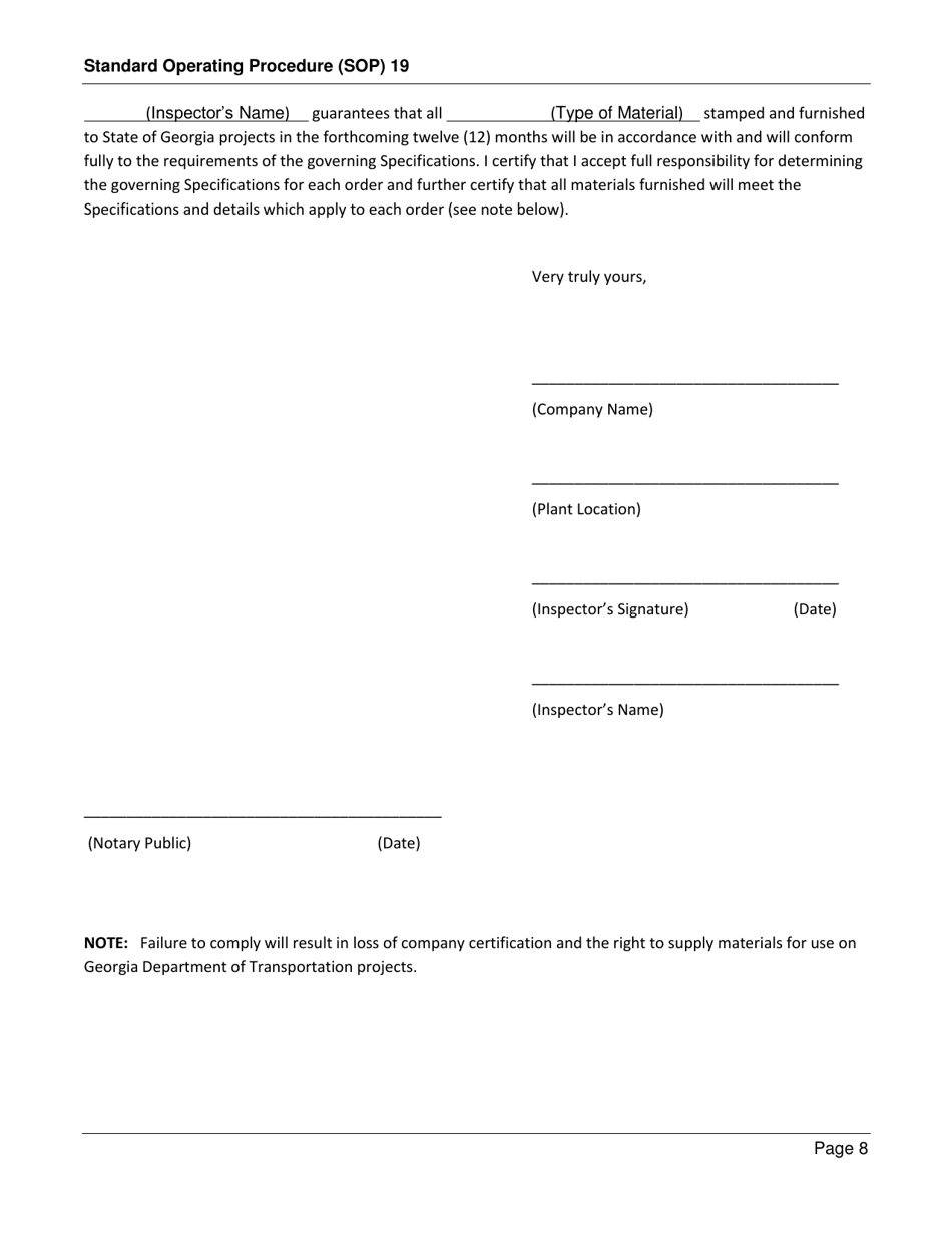Form SOP19 Inspection of Concrete Pipe, Precast Manhole and Miscellaneous Precast Products - Georgia (United States), Page 8