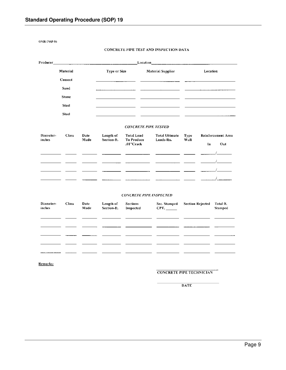 Form SOP19 Inspection of Concrete Pipe, Precast Manhole and Miscellaneous Precast Products - Georgia (United States), Page 9