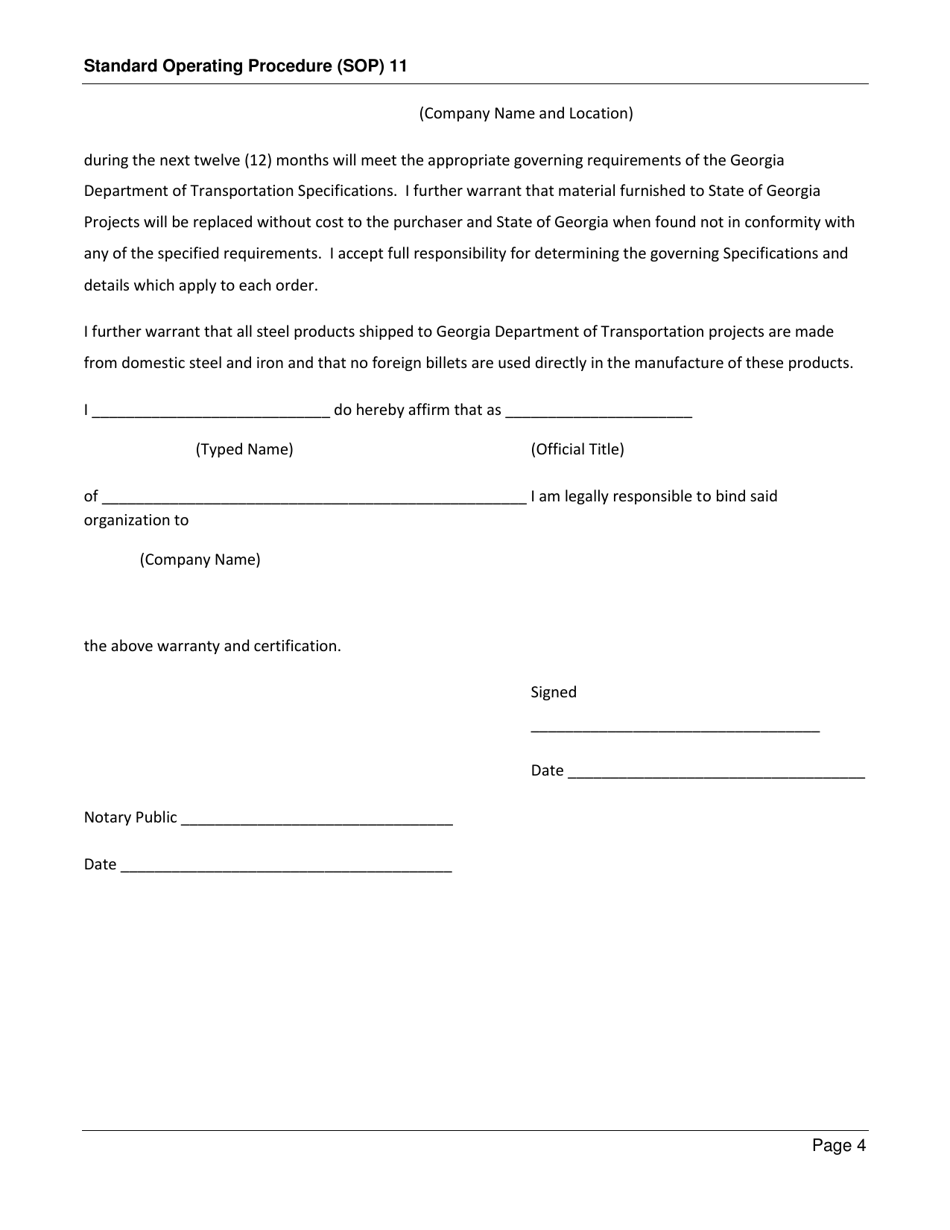 Form SOP11 Inspection of Steel H-Piles and Metal Shell Piles - Georgia (United States), Page 4