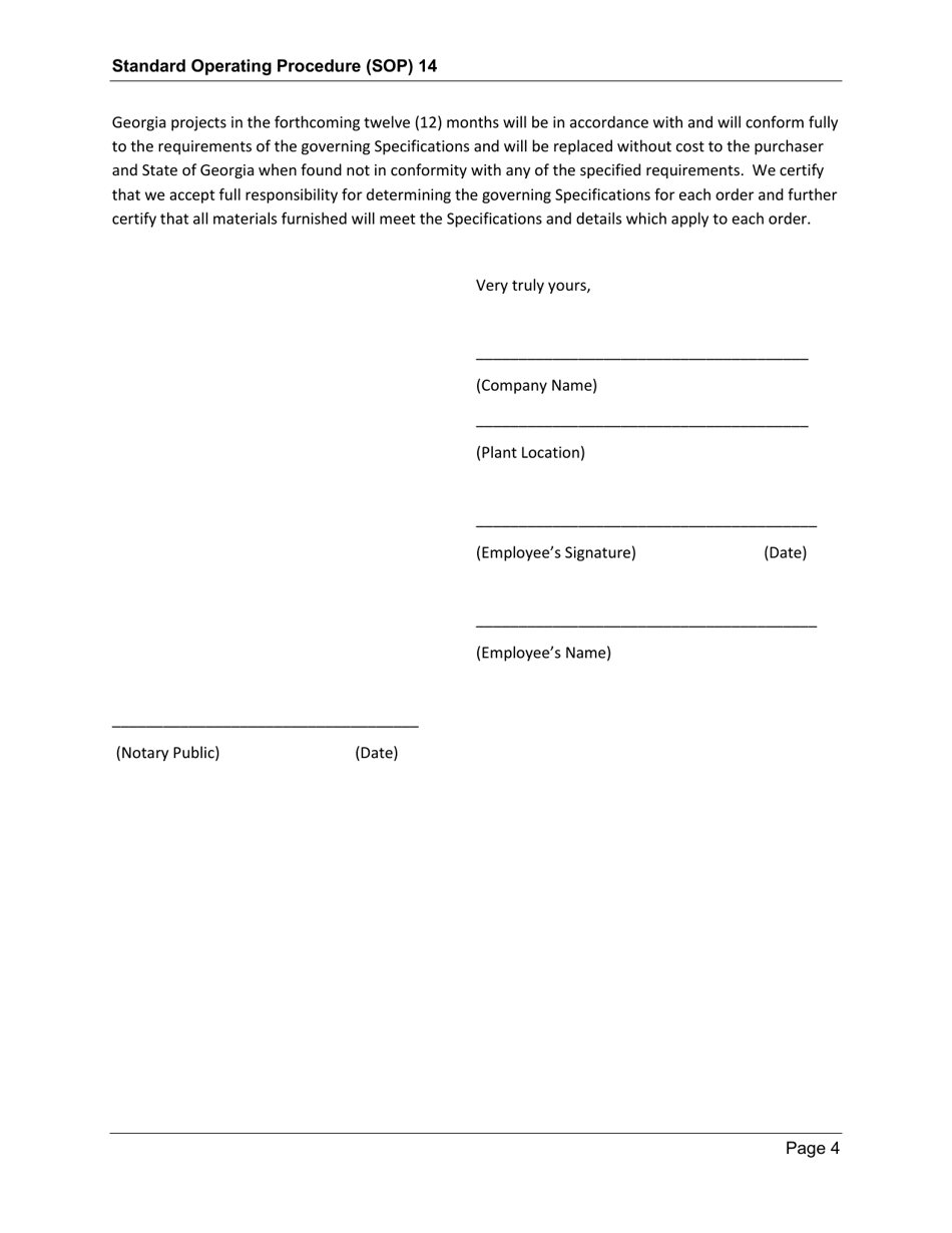 Form SOP14 Inspection of Traffic Paint - Georgia (United States), Page 4