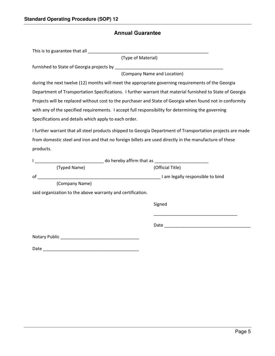 Form SOP12 Inspection of Corrugated Metal Pipe - Georgia (United States), Page 5