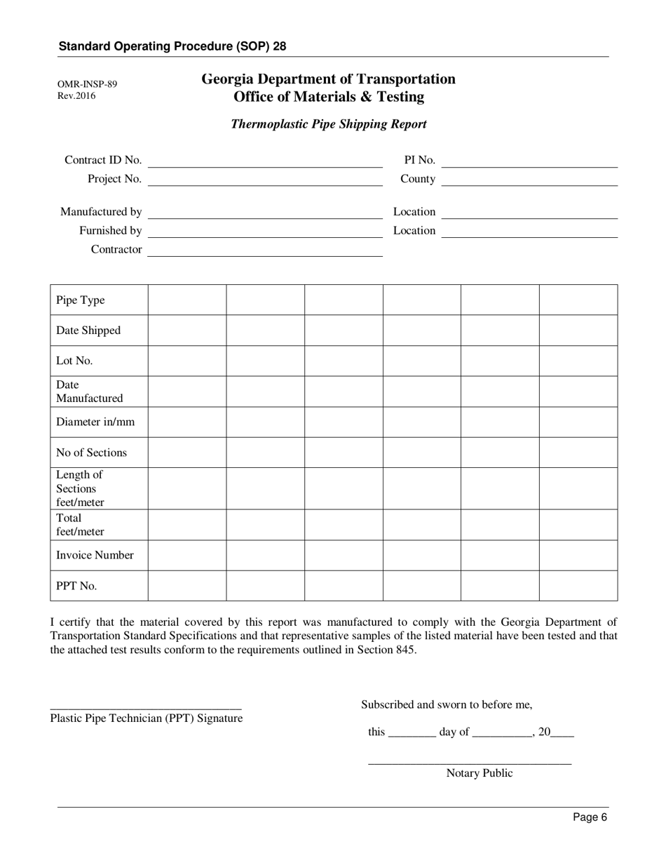 Form SOP28 Inspection of Thermoplastic Drainage Pipe - Georgia (United States), Page 6