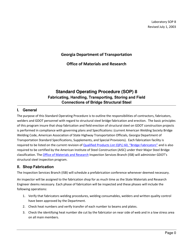 Document preview: Form SOP8 Fabricating, Handling, Transporting, Storing and Field Connections of Bridge Structural Steel - Georgia (United States)