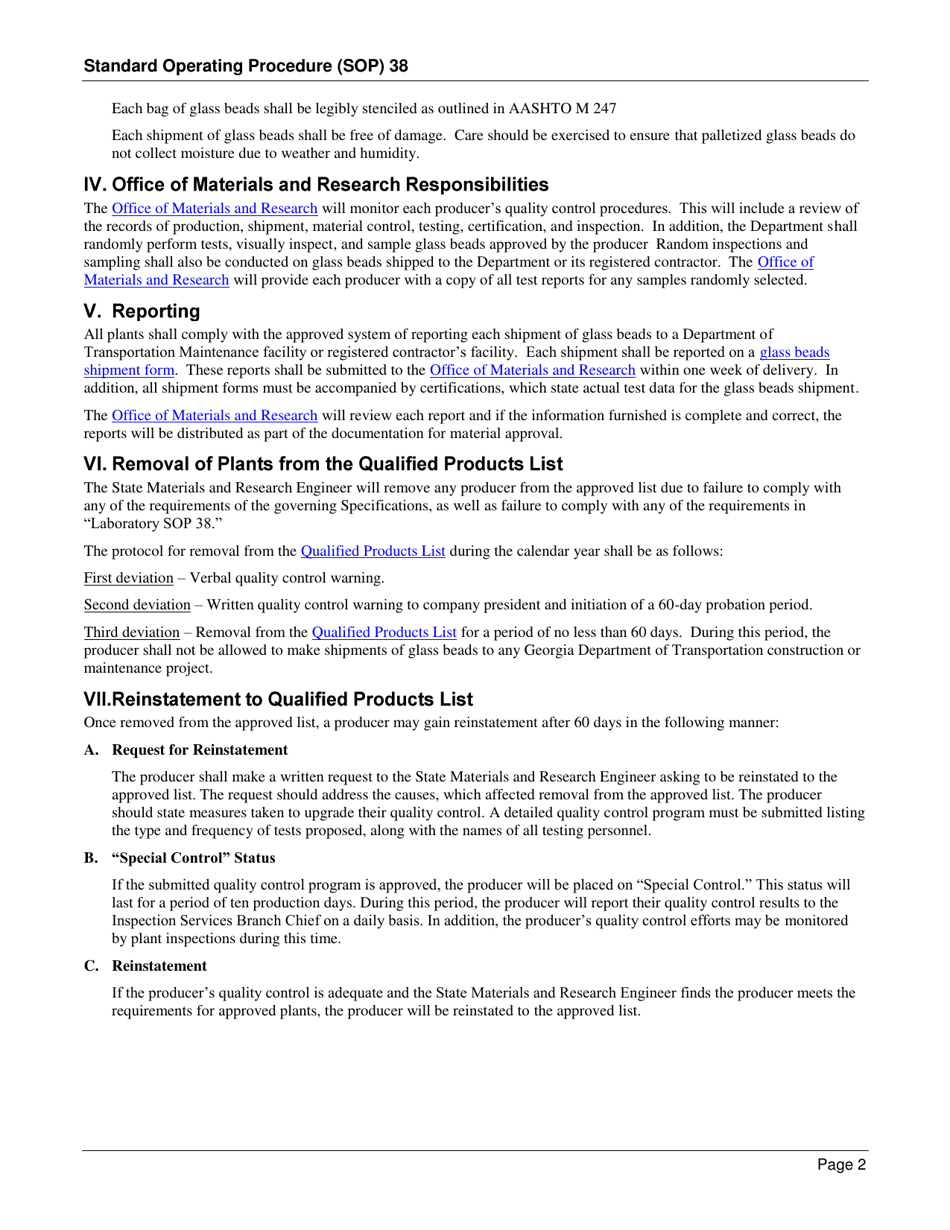 Form SOP38 Inspection of Glass Beads - Georgia (United States), Page 2