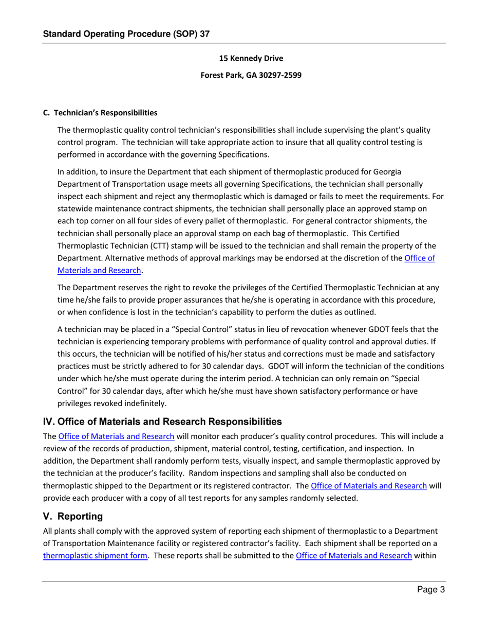 Form SOP37 Inspection of Thermoplastic - Georgia (United States), Page 3