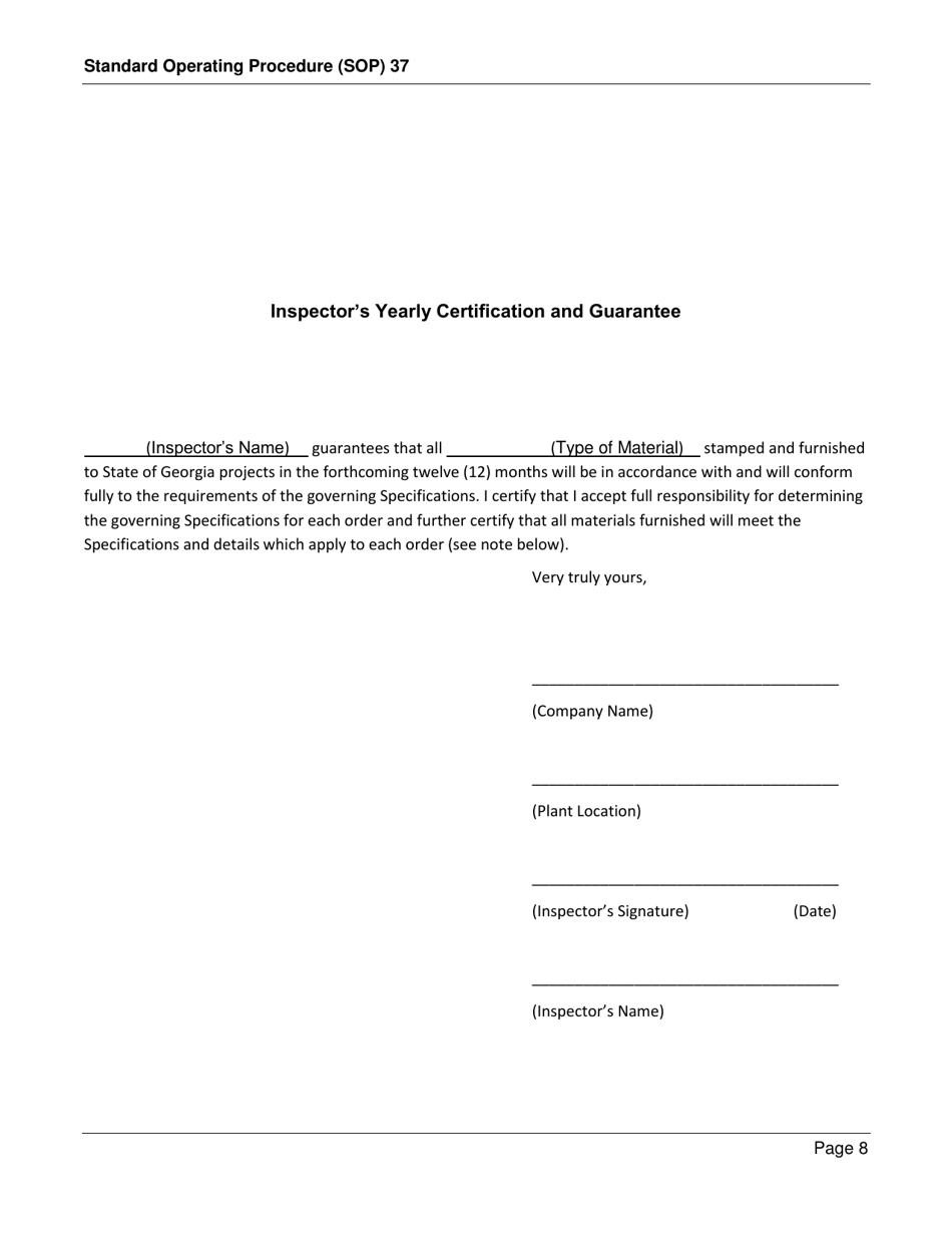 Form SOP37 Inspection of Thermoplastic - Georgia (United States), Page 8