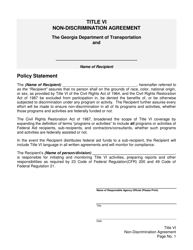 Document preview: Title VI Non-discrimination Agreement - Georgia (United States)