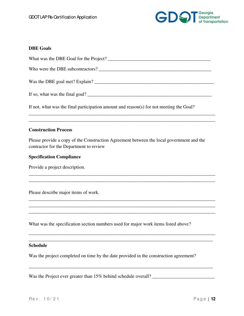 Local Administered Project Re-certification Application - Georgia (United States), Page 19