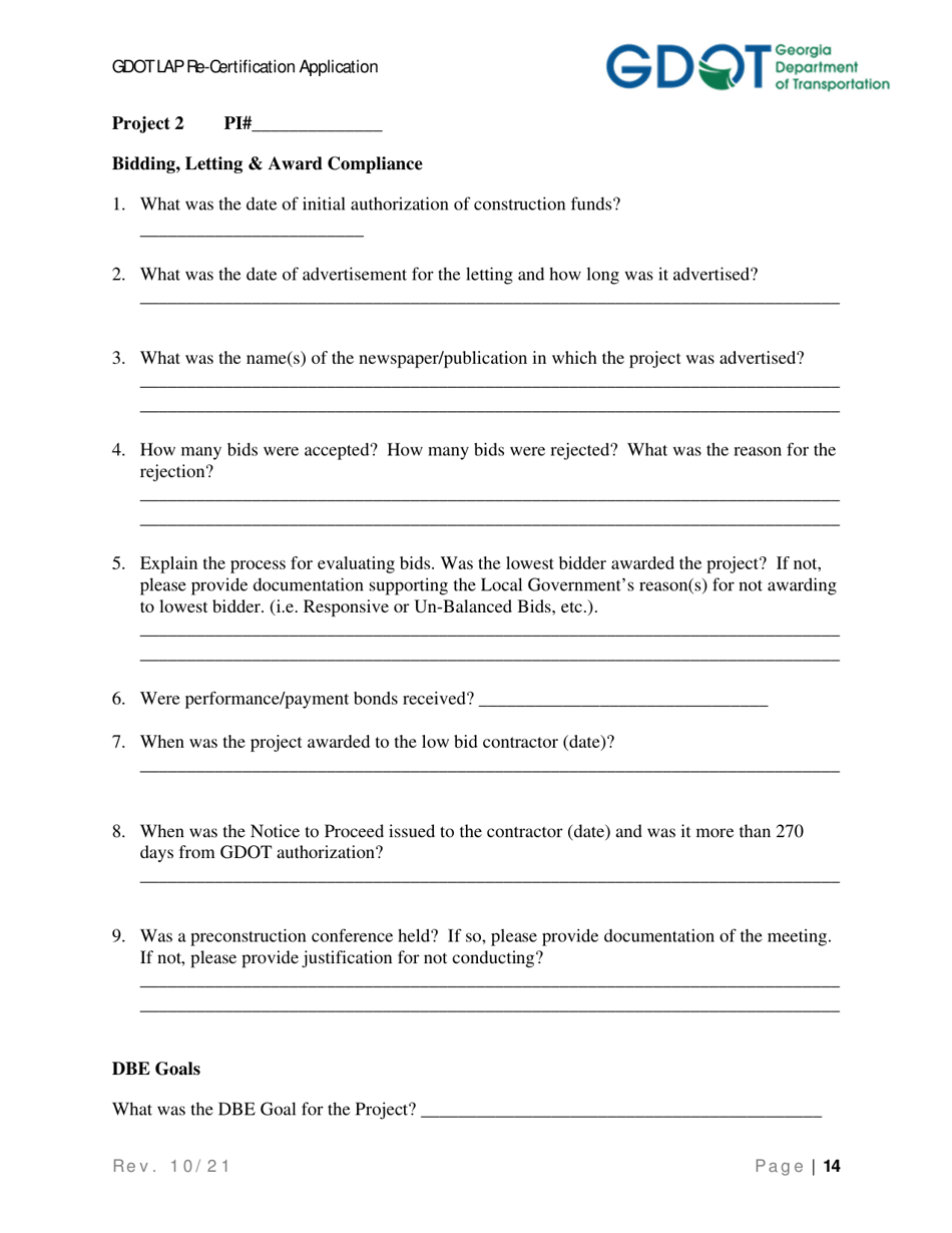 Local Administered Project Re-certification Application - Georgia (United States), Page 21