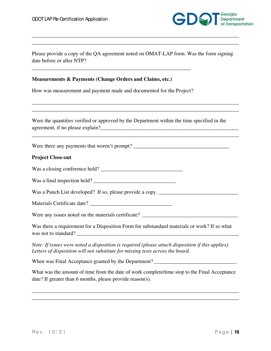 Local Administered Project Re-certification Application - Georgia (United States), Page 23