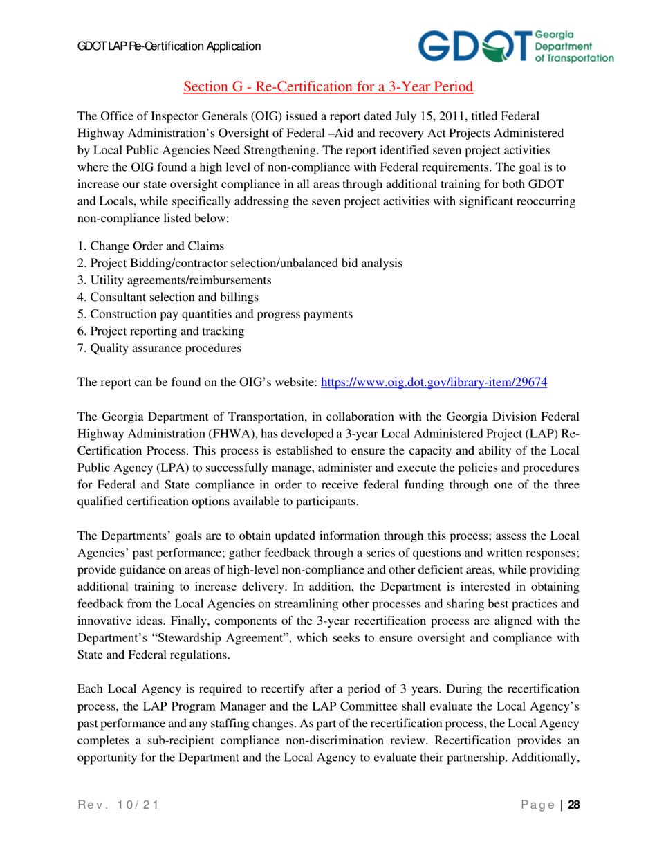 Local Administered Project Re-certification Application - Georgia (United States), Page 35