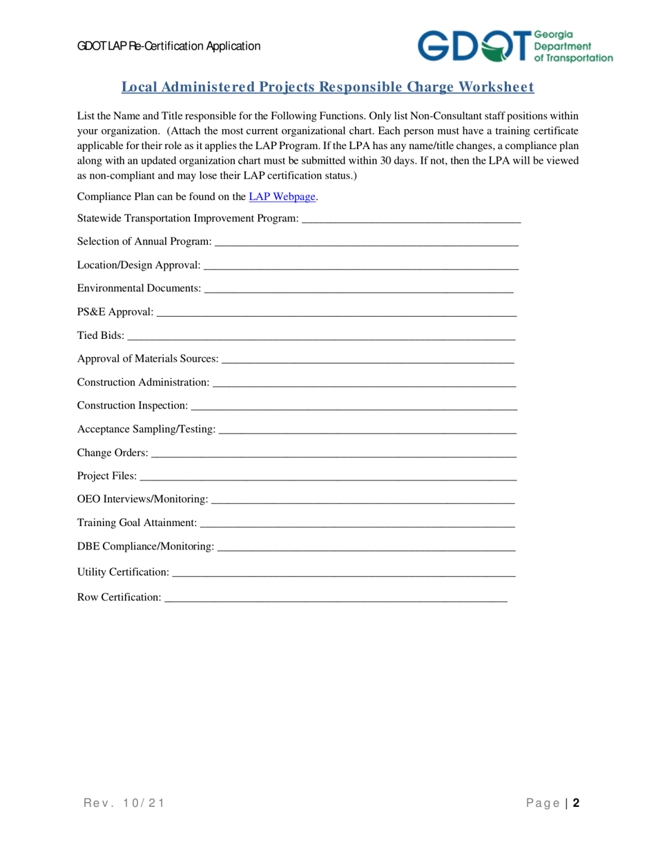 Local Administered Project Re-certification Application - Georgia (United States), Page 9