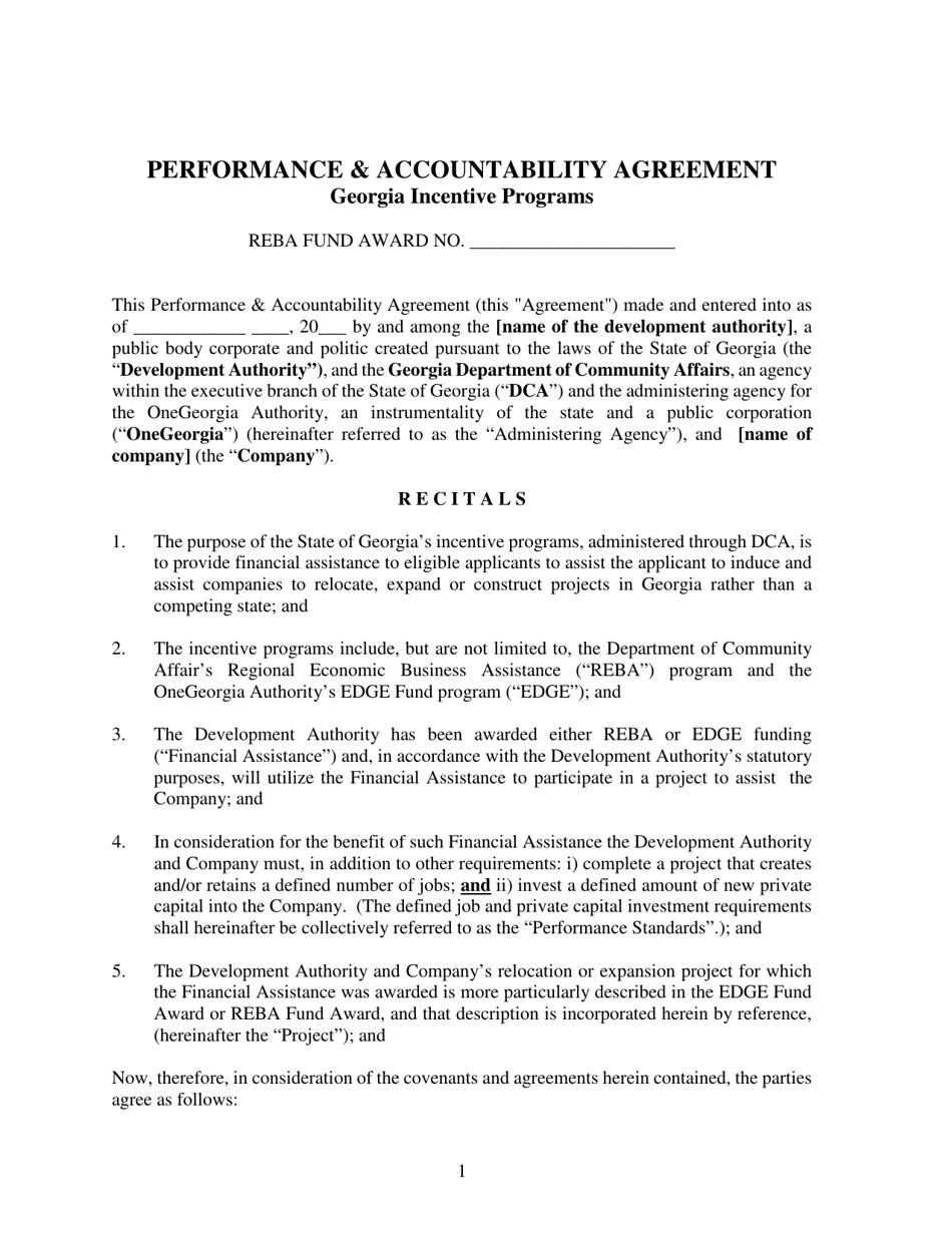 Performance and Accountability Agreement - Georgia (United States), Page 1