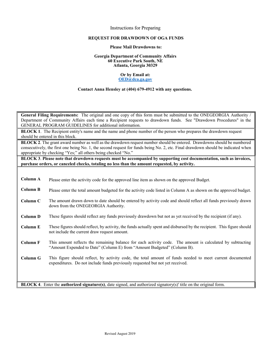 Onegeorgia Authority Request for Drawdown of Oga Funds - Georgia (United States), Page 2