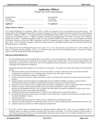 Form SF-12 Application Affidavit - Georgia Dream Homeownership Program - Georgia (United States)