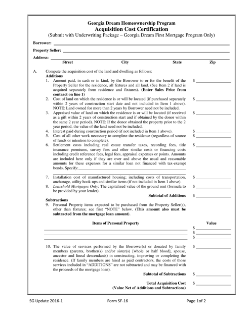 Form SF-16  Printable Pdf