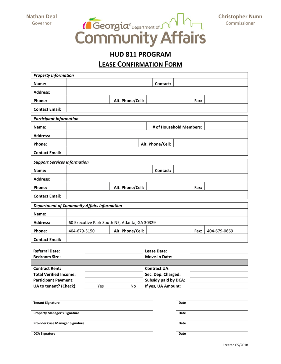 Lease Confirmation Form - Hud 811 Program - Georgia (United States), Page 1