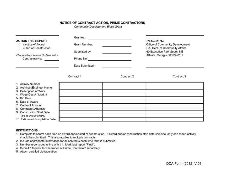 Notice of Contract Action, Prime Contractors - Georgia (United States), Page 1